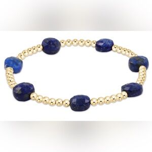 E Newton Gemstone  Beaded Bracelet 3 pc  Set with lapis (Blue and Gold Accents)